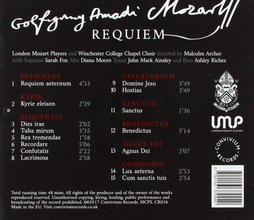Malcolm Archer, London Mozart Players, Winchester College Chapel Choir - Mozart: Requiem in D Minor, K. 626 "Missa pro Defunctis" (2017) [Hi-Res]
