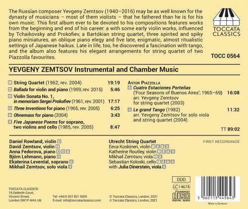 Utrecht String Quartet - Yevgeny Zemtsov: Chamber & Instrumental Music & Arrangements (2021) [Hi-Res]