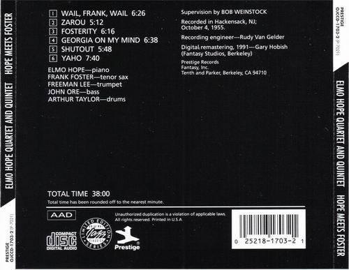 Elmo Hope - Hope Meets Foster (1955) 320 kbps+CD Rip