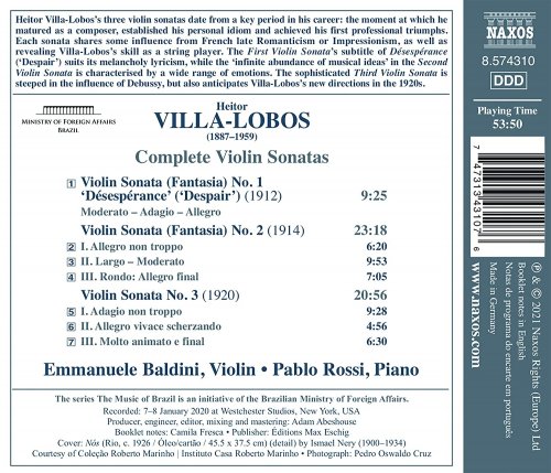 Emmanuele Baldini & Pablo Rossi - Villa-Lobos: Complete Violin Sonatas (2021) [Hi-Res]