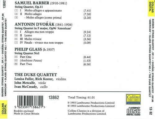 Duke Quartet - Barber, Dvorak, Glass (1993) CD-Rip