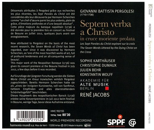 René Jacobs, Sophie Karthäuser, Christophe Dumaux - Pergolesi: Septem verba a Christo (2013) CD-Rip