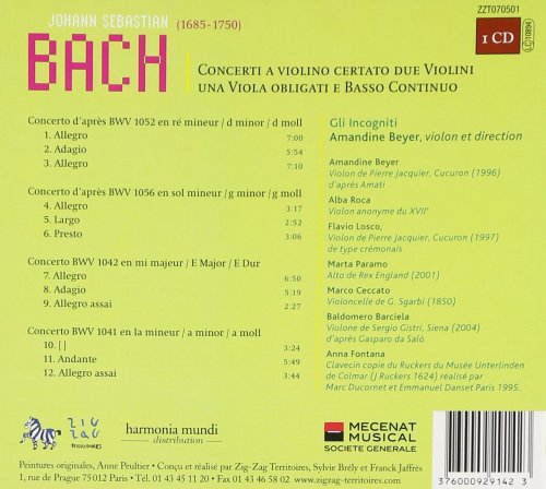 Amandine Beyer, Gli Incogniti - Bach: Concerti a Violino Certato (BWV 1041, 1042, 1052 & 1056) (2007)