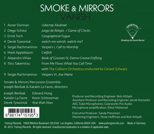 Smoke and Mirrors Percussion Ensemble, Colburn Orchestra, Gerard Schwarz - Smoke & Mirrors: Vanish (2013) [Hi-Res]