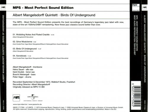 Albert Mangelsdorff Quintett- Birds Of Underground (1972) [2008]