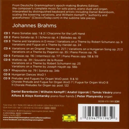 Daniel Barenboim & Wilhelm Kempff & Anatol Ugorski - Brahms: Complete Piano Music (2013)