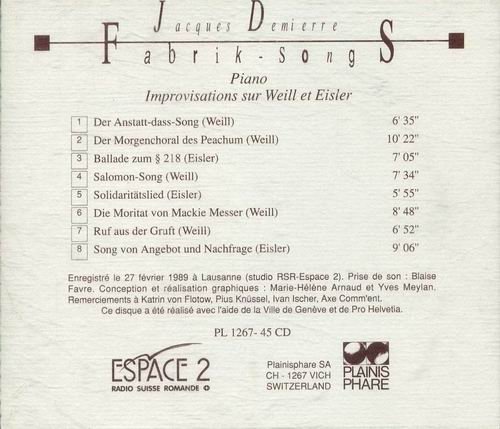 Jacques Demierre - Fabrik-Songs (1989)
