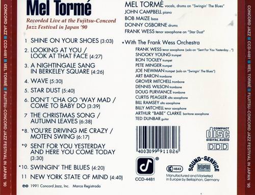 Mel Tormé - Recorded Live At The Fujitsu-Concord Jazz Festival In Japan '90 (1991)