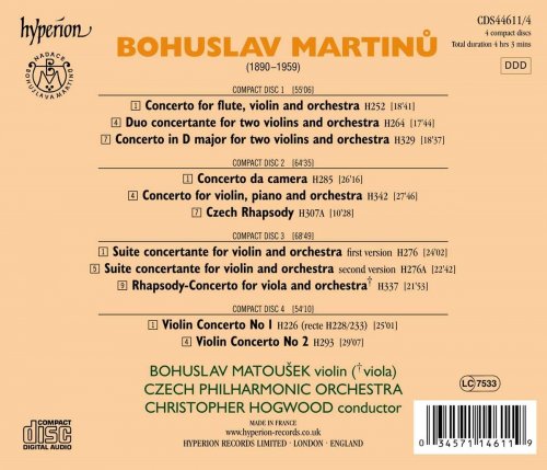 Bohuslav Matoušek, Czech Philharmonic Orchestra, Christopher Hogwood - Martinu: The Complete Music for Violin and Orchestra (2019)