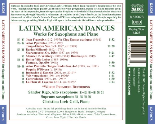 Sándor Rigó & Christina Leeb-Grill - Latin American Dances: Works for Saxophone & Piano (2021) [Hi-Res]