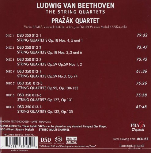 Pražák Quartet - Beethoven: The String Quartets, Nos. 1-16 (2005/2021) [Hi-Res]