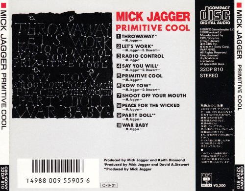 Mick Jagger - Primitive Cool (1987) [Japanese Edition]