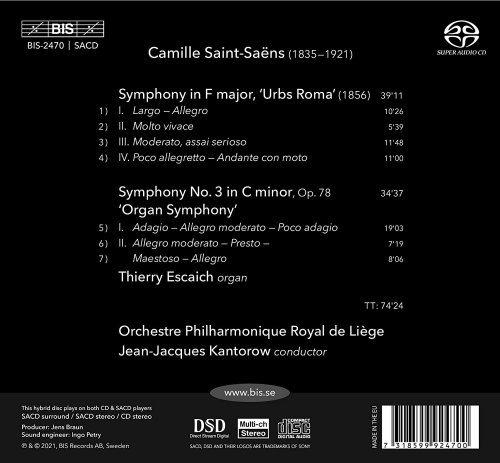 Thierry Escaich, Orchestre Philharmonique Royal de Liège & Jean Jacques Kantorow - Saint-Saëns: Symphonies, Vol. 2 (2021) [Hi-Res]