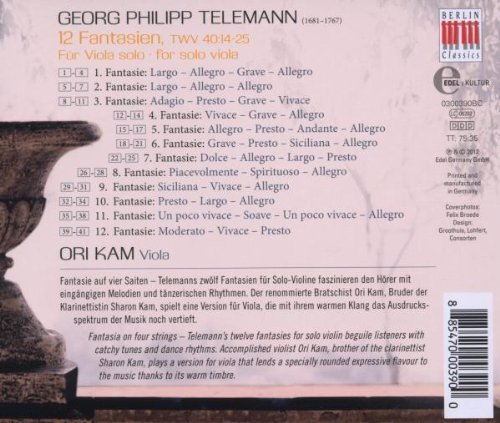 Ori Kam - Telemann: 12 Fantasies for Solo Viola (2012)