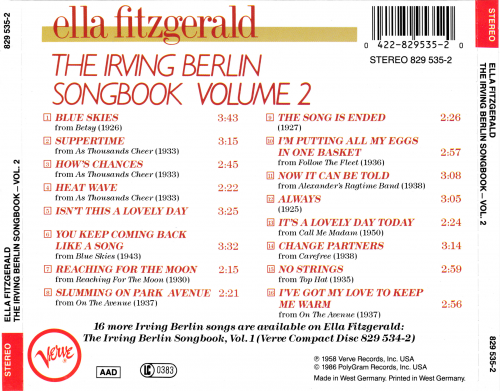 Ella Fitzgerald - The Irving Berlin Songbook, Vol.2 (1958) [1986]