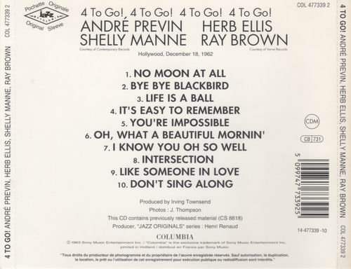 Andre Previn, Herb Ellis, Shelly Manne, Ray Brown - 4 To Go! (1963) CD Rip