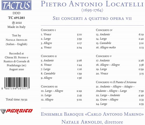 Ensemble Barocco Carlo Antonio Marino & Natale Arnoldi - Locatelli: 6 Concerti à 4, Op. 7 (2021) [Hi-Res]