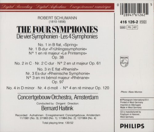 Concertgebouw Orchestra, Bernard Haitink - Schumann: The Four Symphonies (1985) CD-Rip