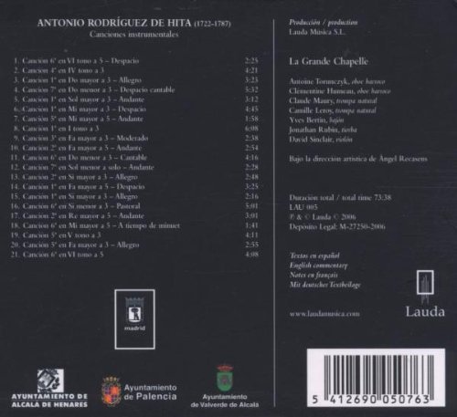 Angel Recasens, La Grande Chapelle - Antonio Rodríguez de Hita: Canciones instrumentales (2006)