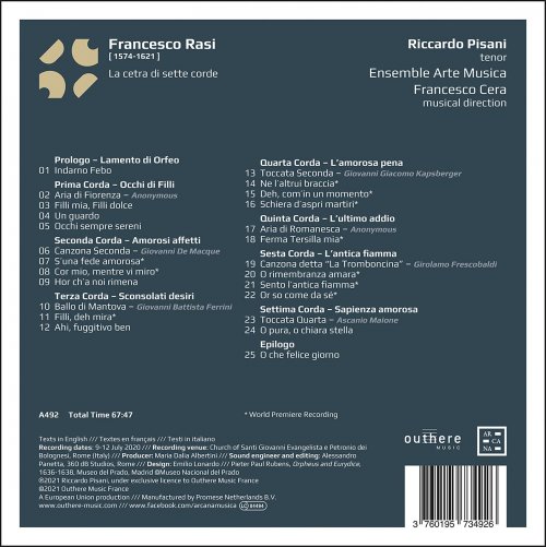 Riccardo Pisani, Ensemble Arte Musica & Francesco Cer - Rasi: La cetra di sette corde (2021) [Hi-Res]