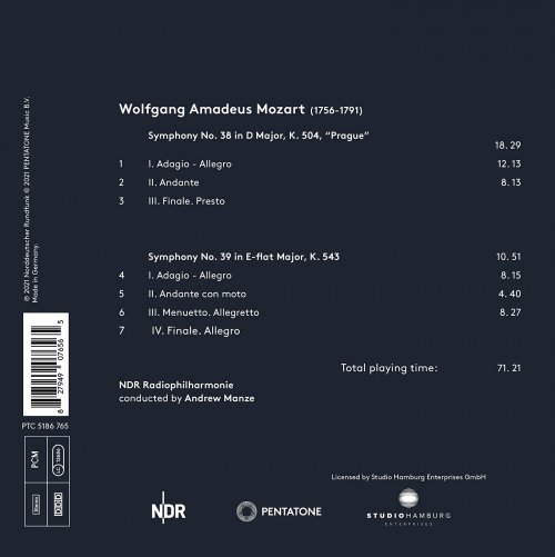 NDR Radiophilharmonie & Andrew Manze - Mozart: Symphonies Nos. 38 & 39 (2021) [Hi-Res]