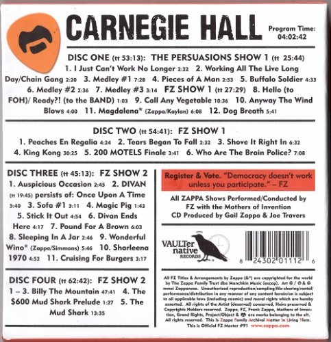 Frank Zappa & The Mothers Of Invention - Carnegie Hall (2011) [4CD]