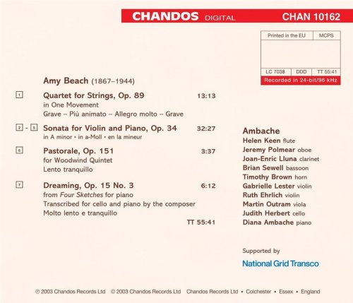 Ambache - Beach: Quartet for Strings, Sonata for Violin and Piano, Pastorale & Dreaming (2003) [Hi-Res]