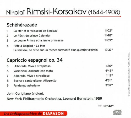 New York Philharmonic Orchestra, Leonard Bernstein, John Corigliano - Rimski-Korsakov: Schéhérazade & Cappriccio Espagnol (2010)