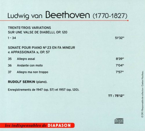 Rudolf Serkin - Beethoven: Variations Diabelli, Sonate "Appassionata" (2010)
