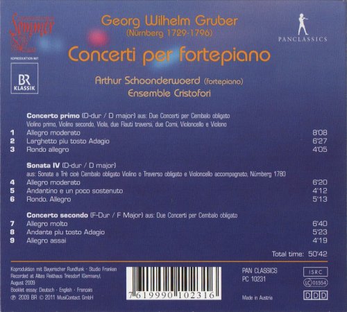 Arthur Schoonderwoerd, Ensemble Cristofori - George Wilhelm Gruber: Concerti per fortepiano (2011) CD-Rip