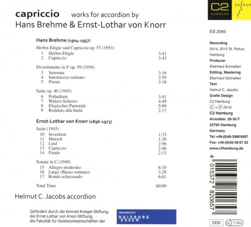 Helmut C. Jacobs - Capriccio - Werke für Akkordeon von Hans Brehme & Ernst-Lothar von Knorr (2016) [Hi-Res]