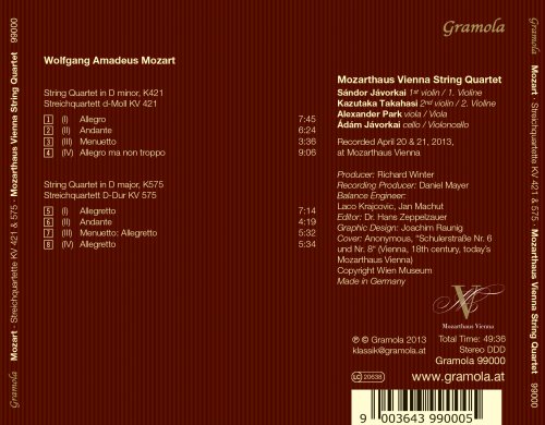 Mozarthaus Vienna String Quartet - Mozart: String Quartets Nos. 15, K. 421 & 21, K. 421 (2014)