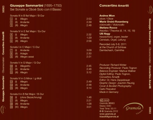 Sammartini Giuseppe - Sammartini: 6 Sonate a Oboe Solo con il Basso (2013)