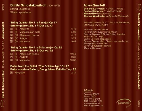 Acies Quartett - Shostakovich: Streichquartette 3 & 5 - Polka (2012)