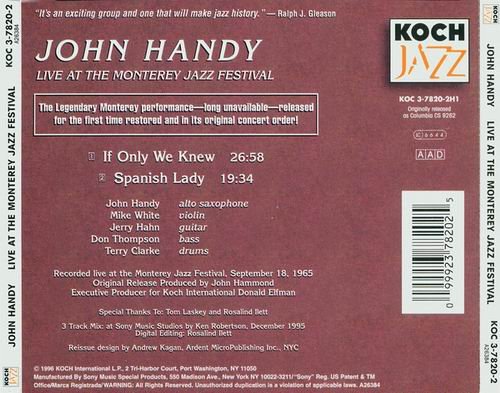 John Handy - Live At The Monterey Jazz Festival (1996)