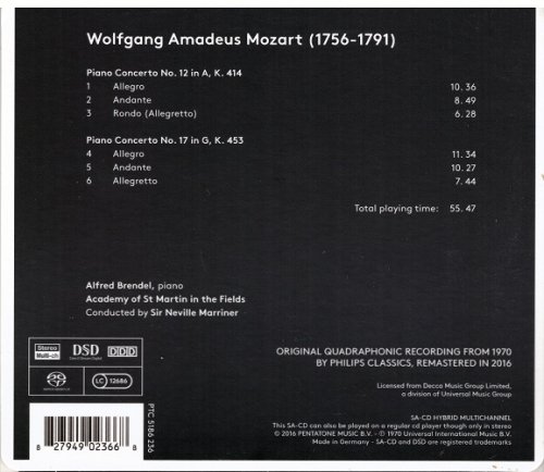 Alfred Brendel, Sir Neville Marriner - Mozart: Piano Concertos (1970) [2016 DSD64]