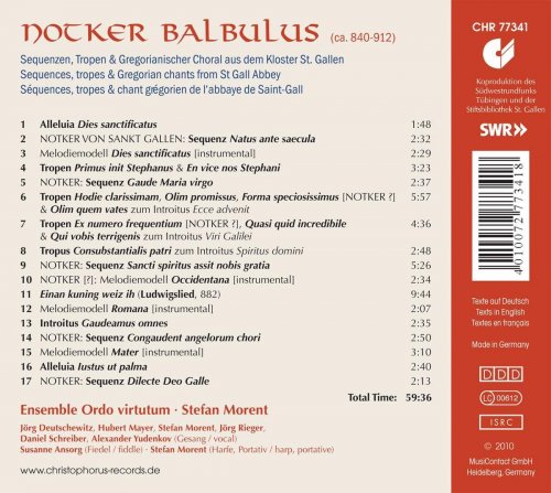 Ordo virtutum, Stefan Morent - Notker Balbulus: Sequnezen, Tropen & Gregorianischer Choral aud dem Kloster St. Gallen (2011)