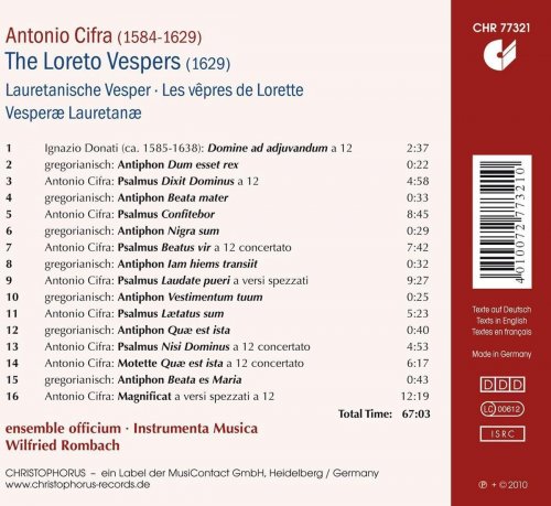 Ensemble Officium, Instrumenta Musica, Wilfried Rombach - Cifra: The Loreto Vespers (2011)