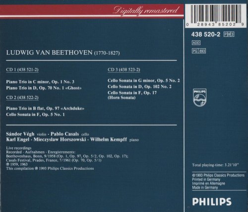 Pablo Casals - Beethoven: Piano Trios & Cello Sonatas (1993) CD-Rip
