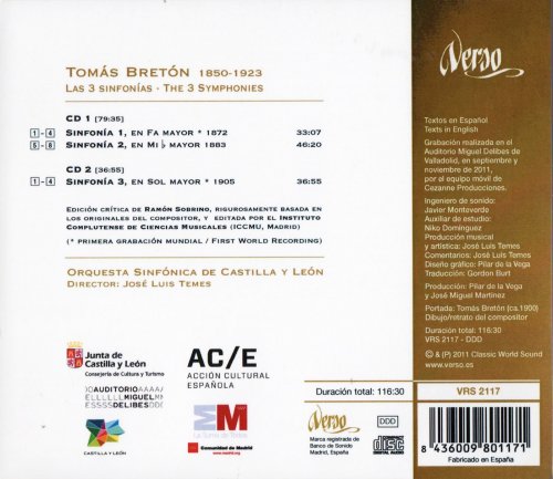 Orquesta Sinfónica de Castilla y Léon, José Luis Temes - Tomás Bretón: Las 3 Sinfonias (2011) CD-Rip