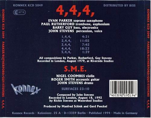 Evan Parker, Paul Rutherford, Barry Guy, John Stevens - 4,4,4, (1993)