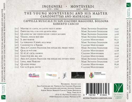 Roberto Cascio, Capella Musicale di San Giacomo Maggiore - The Young Monteverdi and His Master: Canzonettas and Madrigals (2022)