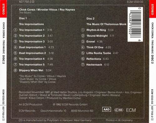 Chick Corea, Miroslav Vitous, Roy Haynes - Trio Music (1982)