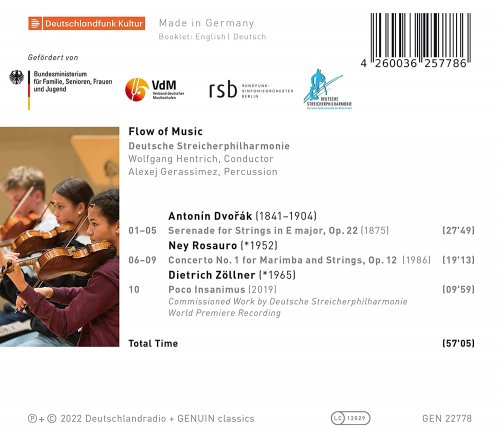 Deutsche Streicherphilharmonie, Alexej Gerassimez, Wolfgang Hentrich - Flow of Music: Works By Antonín Dvořák, Ney Rosauro and Dietrich Zöllner (2022) [Hi-Res]