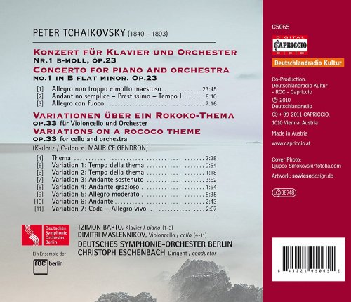 Berlin Deutsches Symphony Orchestra, Christoph Eschenbach, Dimitri Maslennikov, Tzimon Barto - Tchaikovsky: Piano Concerto No. 1 - Rococo Variations (2011)