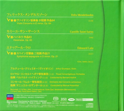 Arthur Grumiaux -  Mendelssohn: Violin Concerto: Saint-Saens - Havanaise / Lalo - Symphonie espagnole (2021) [DSD64]