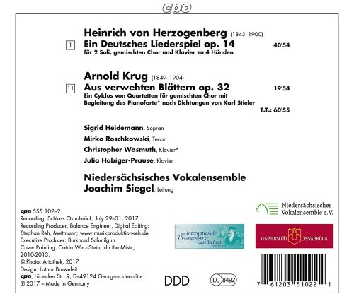 Christopher Wasmuth, Julia Habiger-Prause, Niedersachsisches Vokalensemble, Joachim Siegel - Herzogenberg: Deutsches Liederspiel, Op. 14 - Krug: Aus verwehten Blättern, Op. 32 (2022)