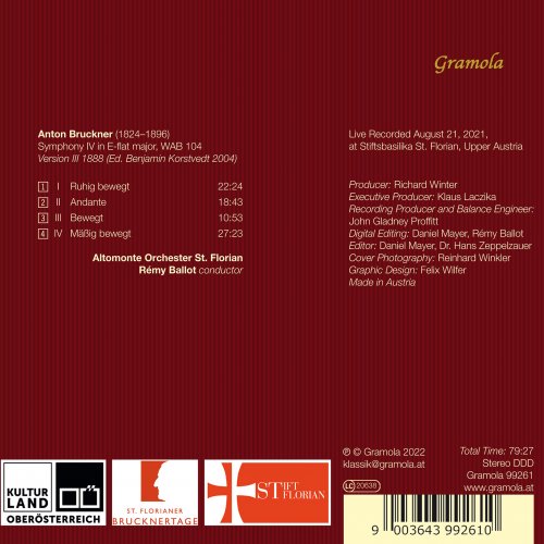 Altomonte Orchester St. Florian, Rémy Ballot - Bruckner: Symphony No. 4 in E-Flat Major, WAB 104 "Romantic" (1888 Version, Korstvedt Edition) [Live] (2022) [Hi-Res]