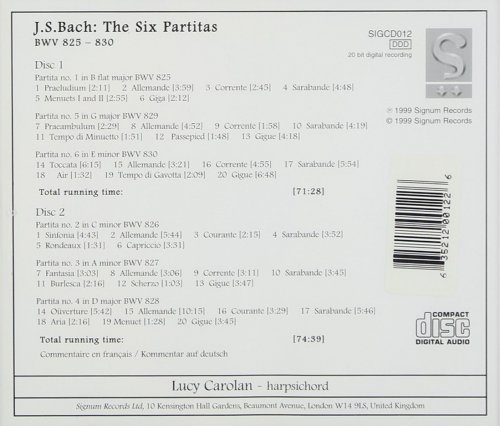 Lucy Carolan - Bach, J S: Partitas Nos. 1-6, BWV825-830 (2005)