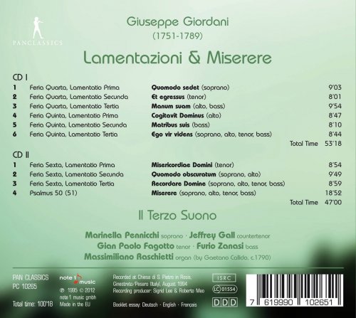 Il Terzo Suono - Lamentazioni - Miserere (Giuseppe Giordani (1751-1789)) (1996)